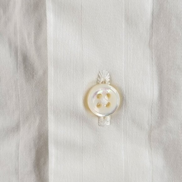 Lorenzini White Button Up Shirt Long Sleeve Hand Made Italy Cotton Bespoke 15.5 - Picture 6 of 16